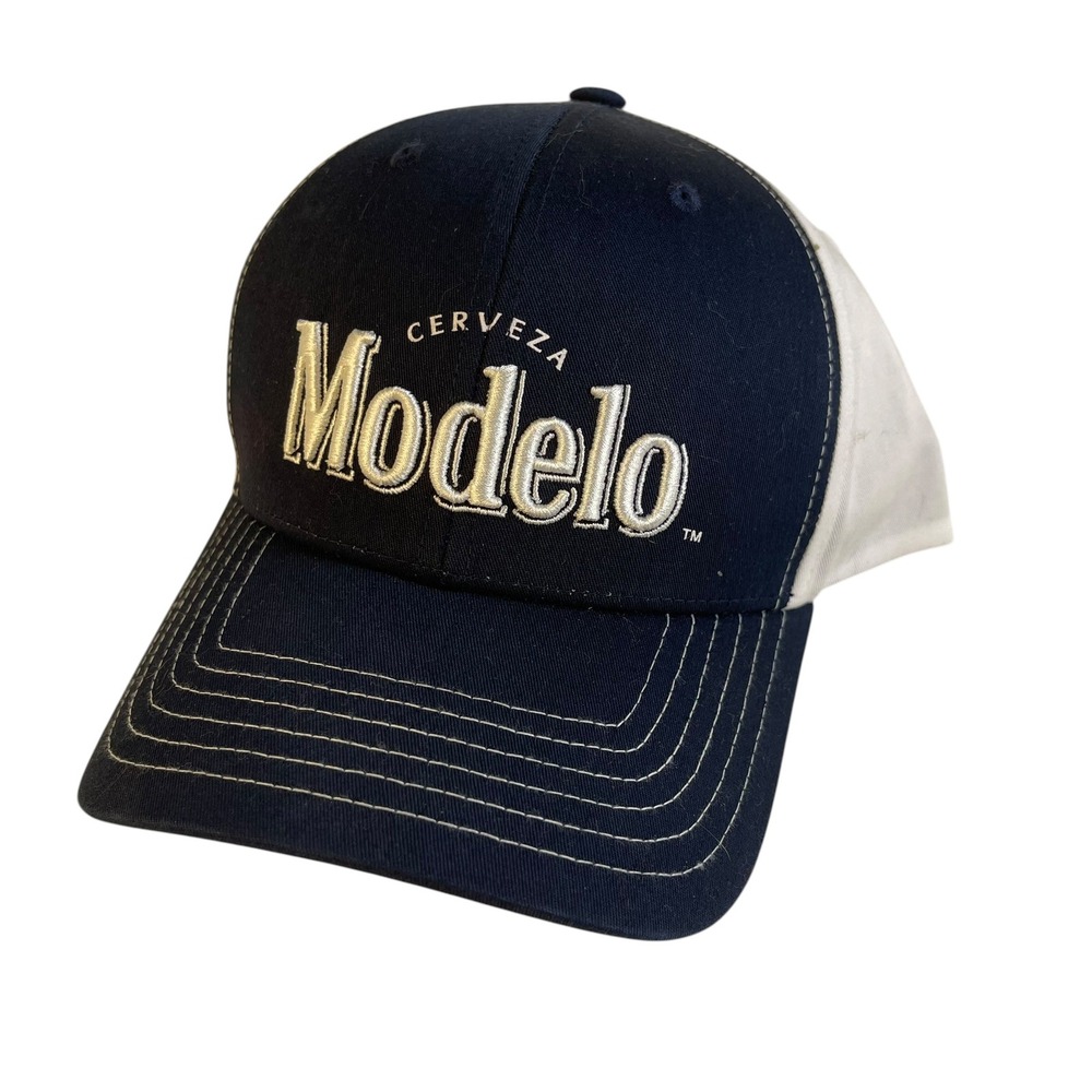 Cerveza Modelo Trucker Hat Navy Blue White Mesh Snapback Beer Logo Baseball Cap